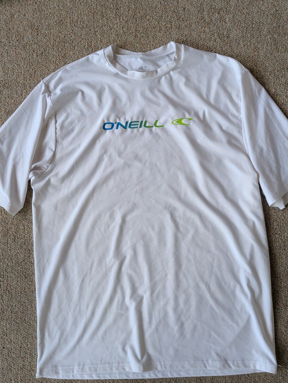 O Neill Men White Short Sleeve Rash Guard Swim Shirt 2XL Slim Fit UV Protection